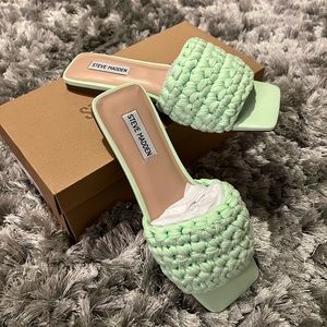 Steve Madden Mint Green Woven Slide Sandals
